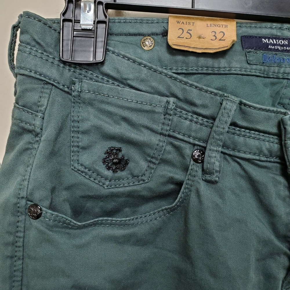 Maison Scotch La Parisienne Skinny Green Jeans 25 zip fly 5 pockets inseam 32" - Picture 2 of 10